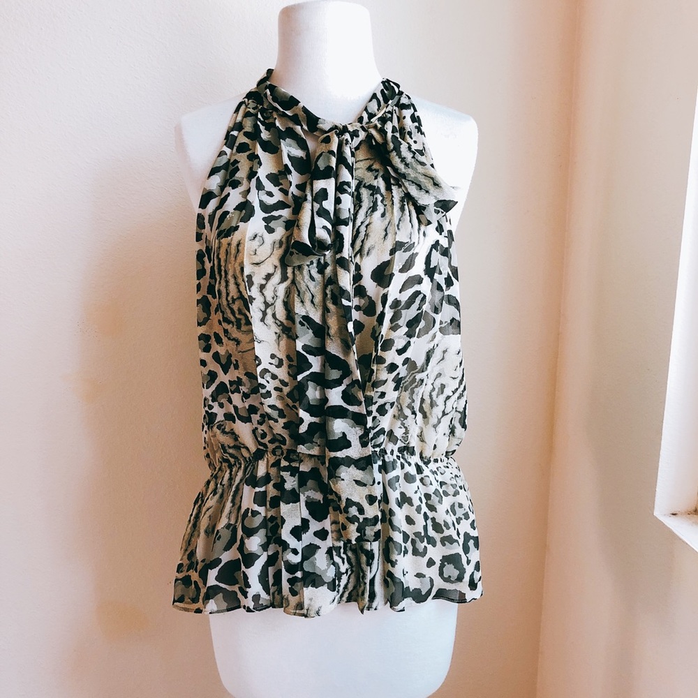 Heed Halter Tie Neck Animal Print Tank